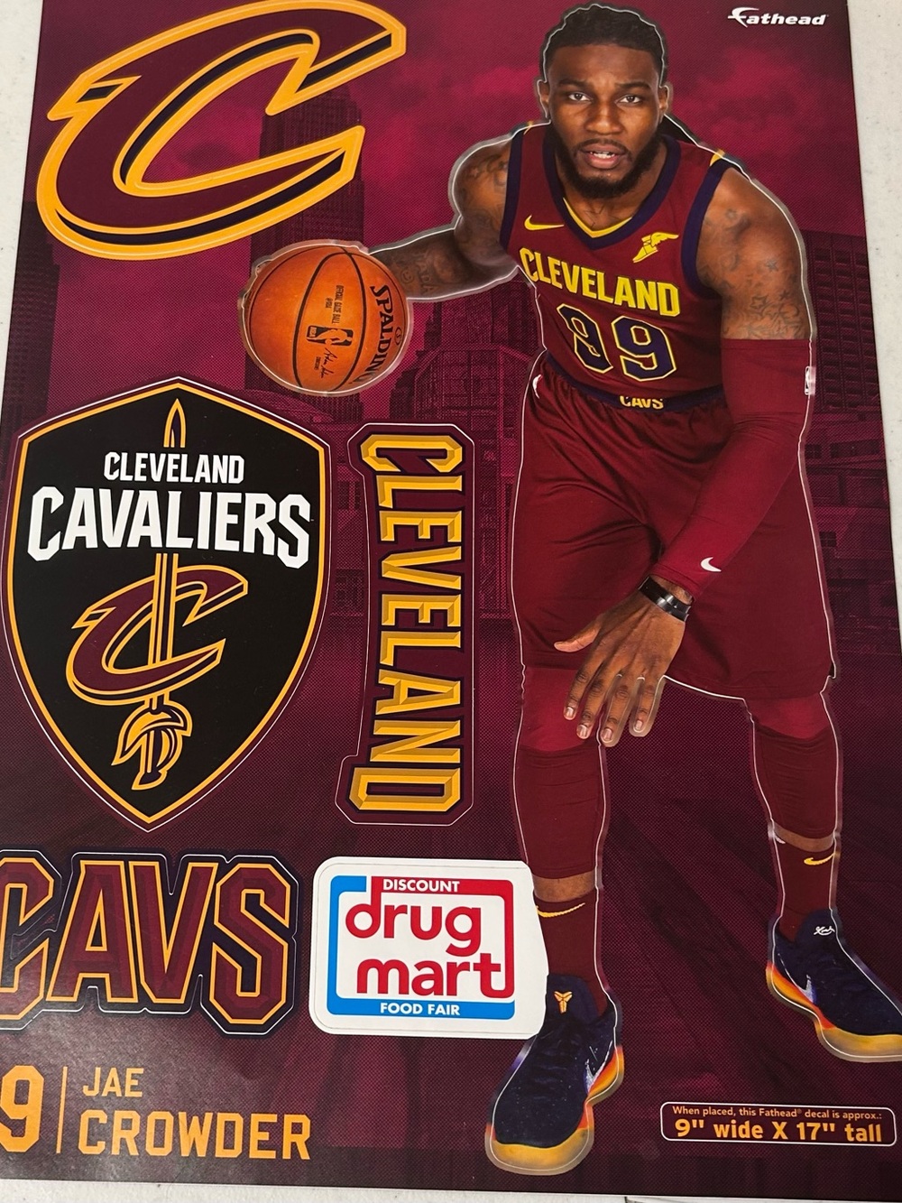 NBA Cleveland Cavaliers Maroon and Gold Jae Crowder Wall Decal